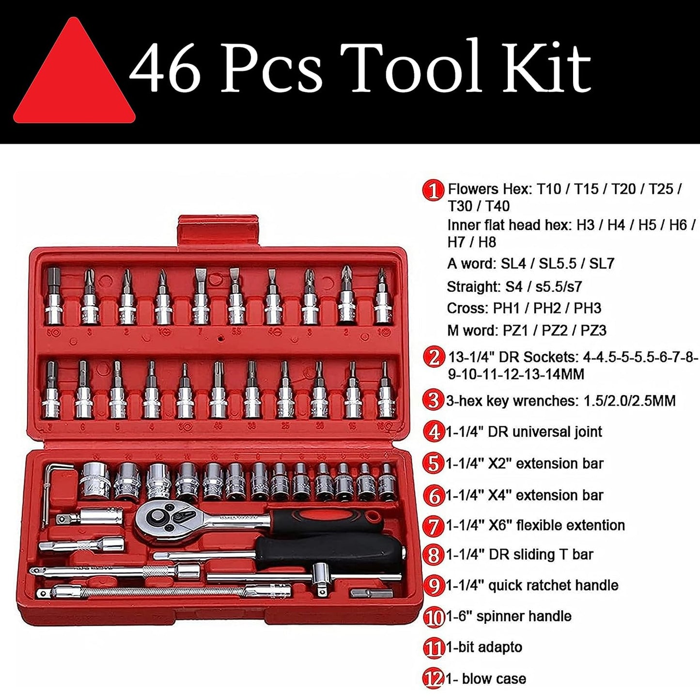 46 Pcs Tools Set - طقم عدة طقطاق