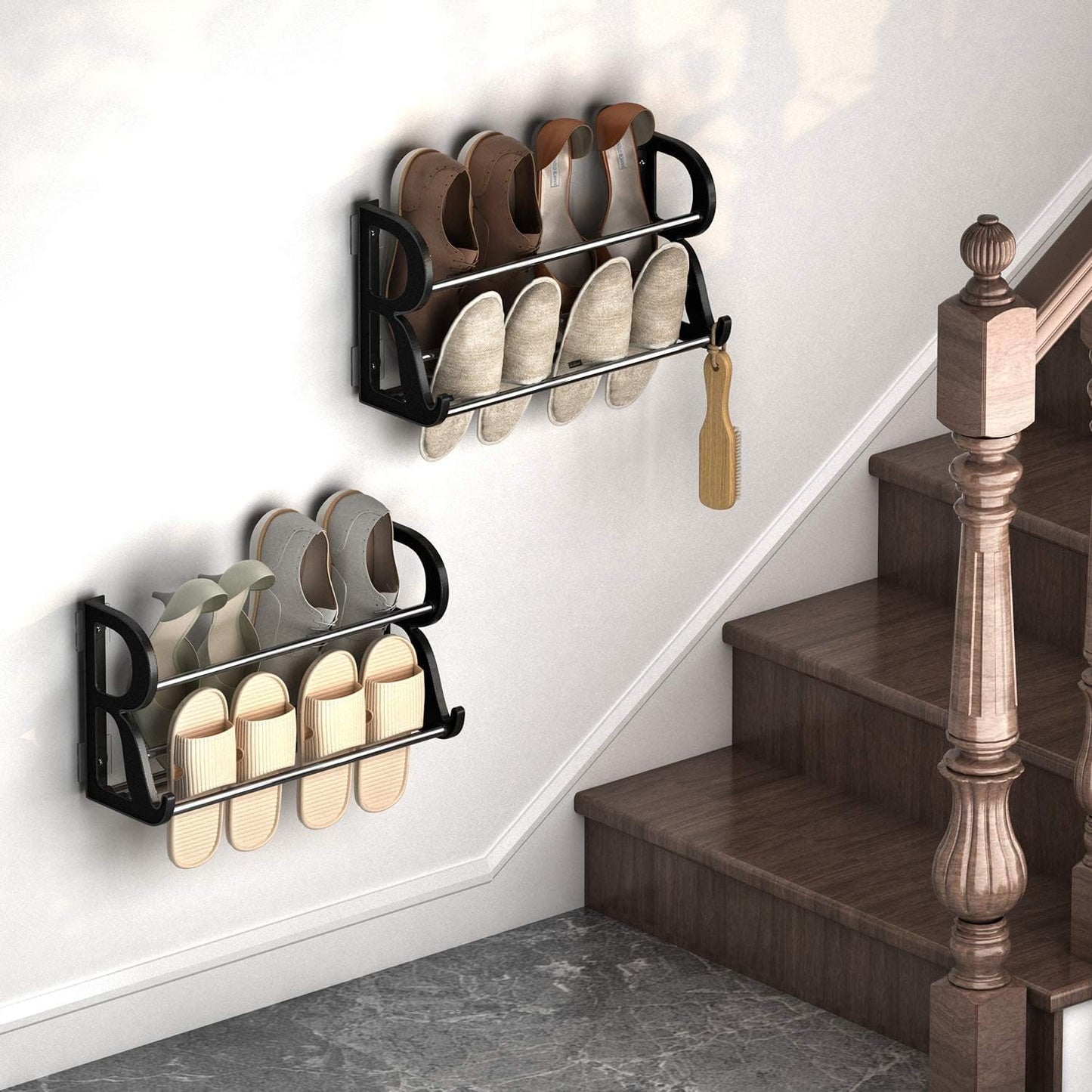 Adhesive 2 layer shoe rack - منظم احذية طبقتين