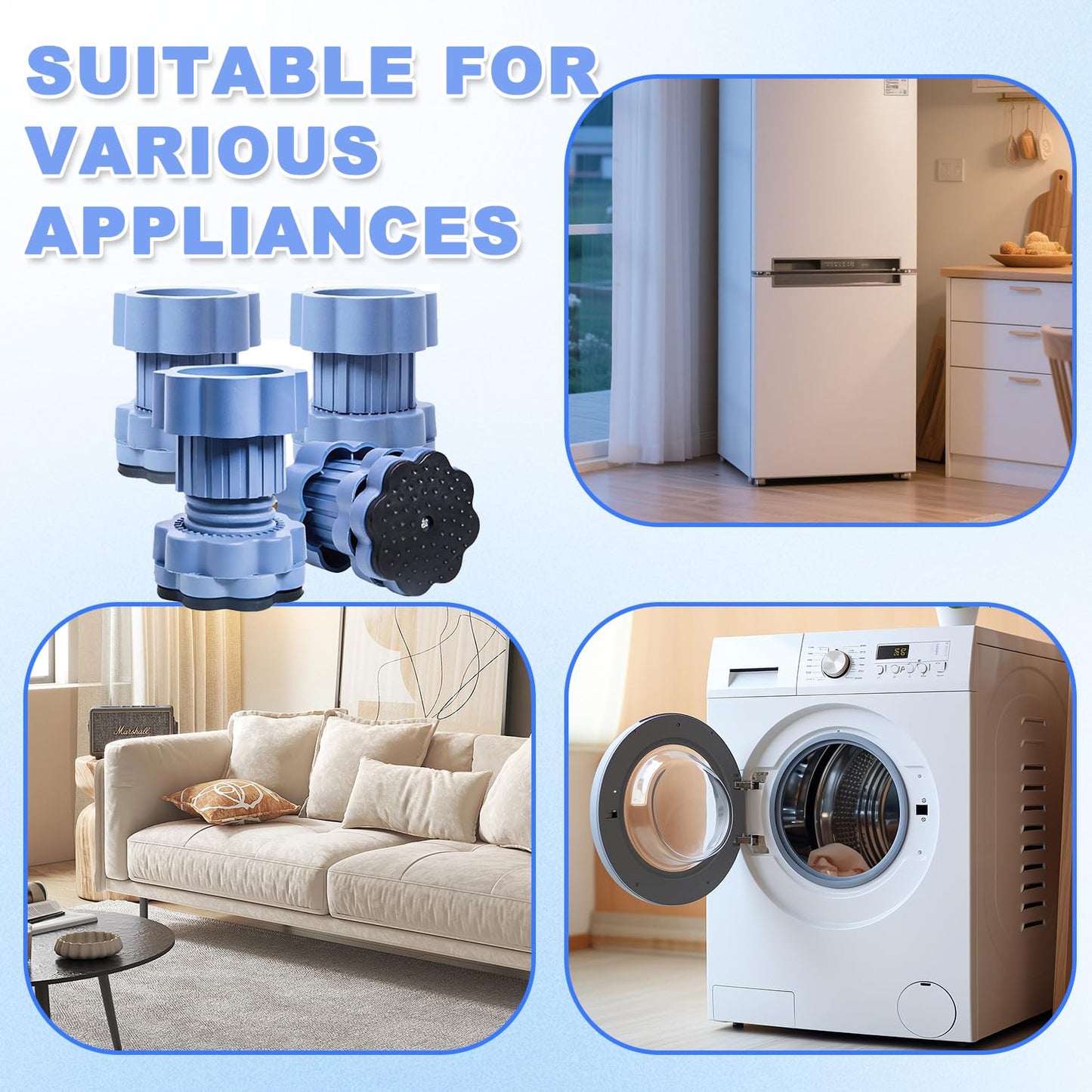 Adjustable Washing Machine Pads - قواعد غسالة قابلة للتعديل