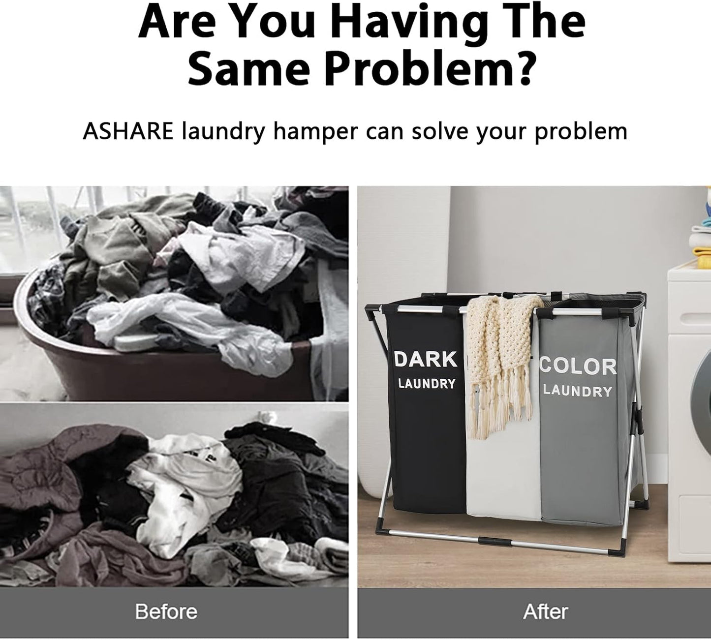 3 Section Laundry Basket - سل غسيل ثلاث خانات