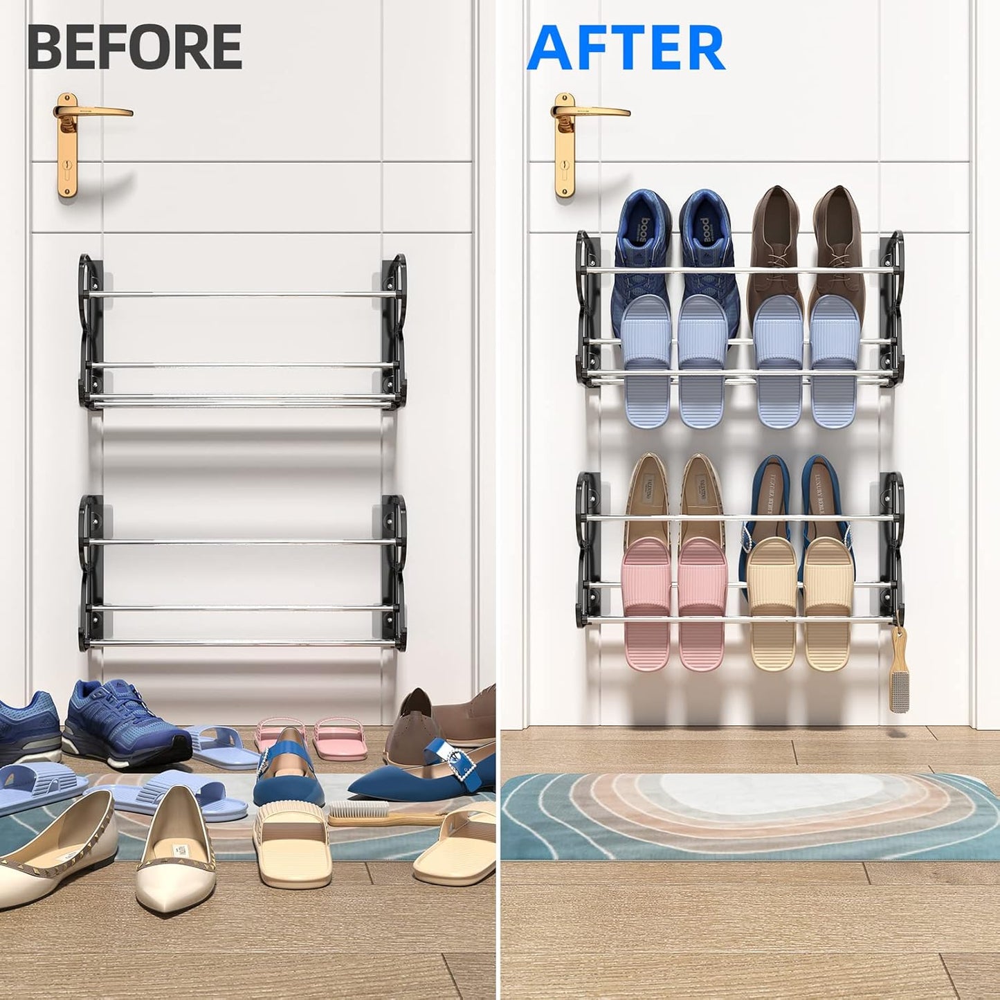 Adhesive 2 layer shoe rack - منظم احذية طبقتين