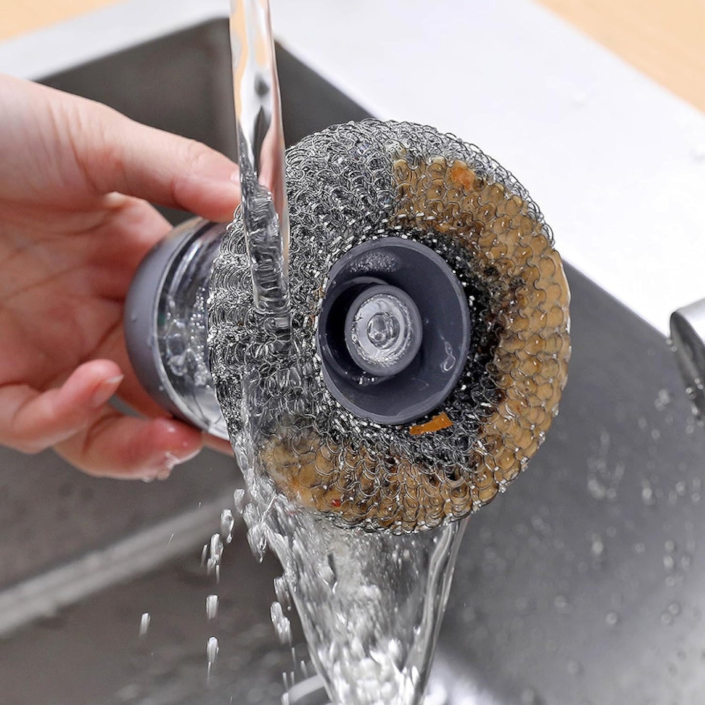 Steel whool with Dispenser - سيفة مع مضخ صابون