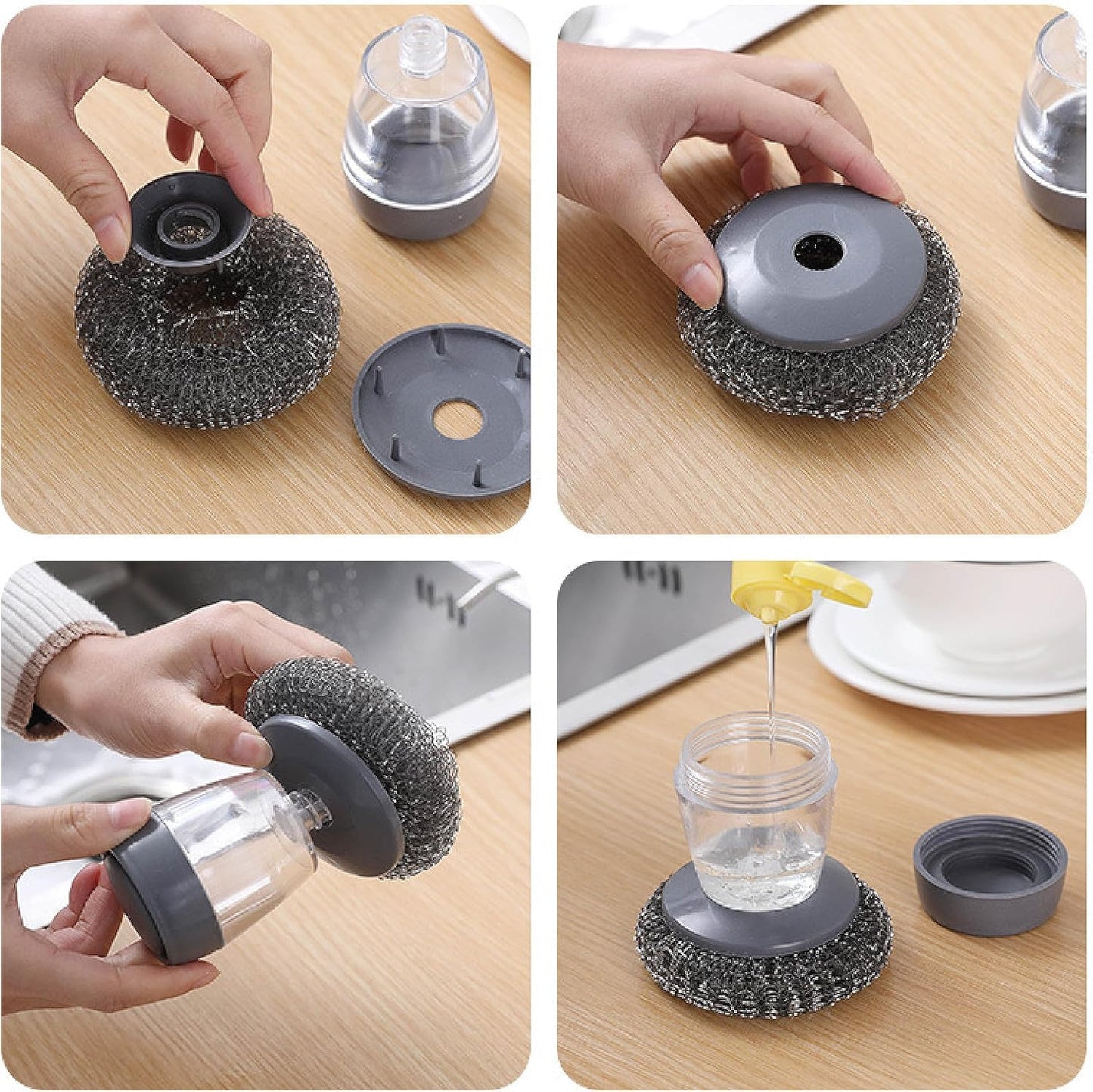 Steel whool with Dispenser - سيفة مع مضخ صابون