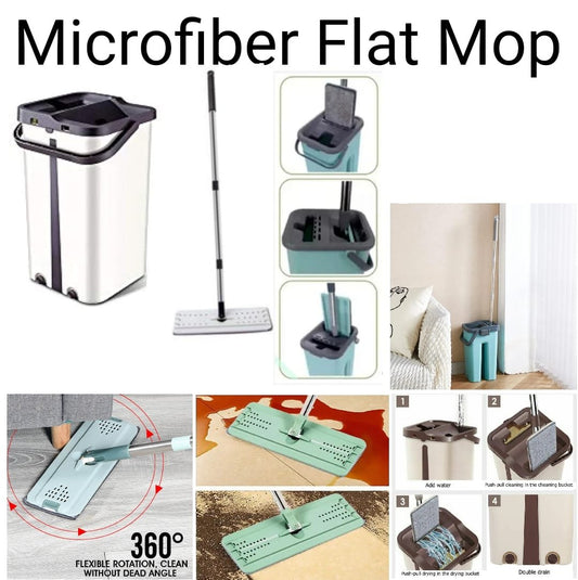 Microfiber flat mop with bucket